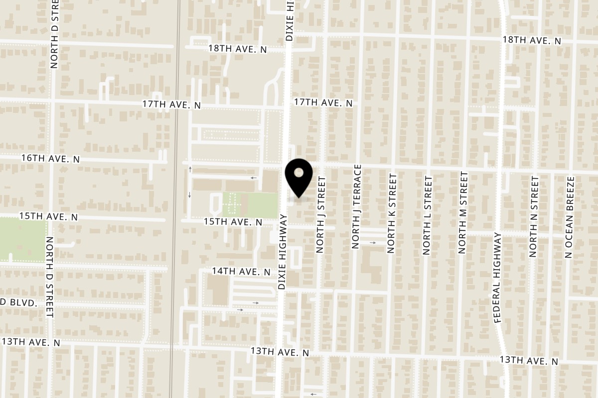 Map showing the location of Flavor Of India on 1516 N Dixie Hwy in Lake Worth Beach
